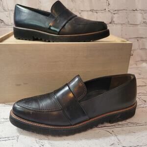 Paul Green- Women's Beagen Black Leather Loafers- Size 9